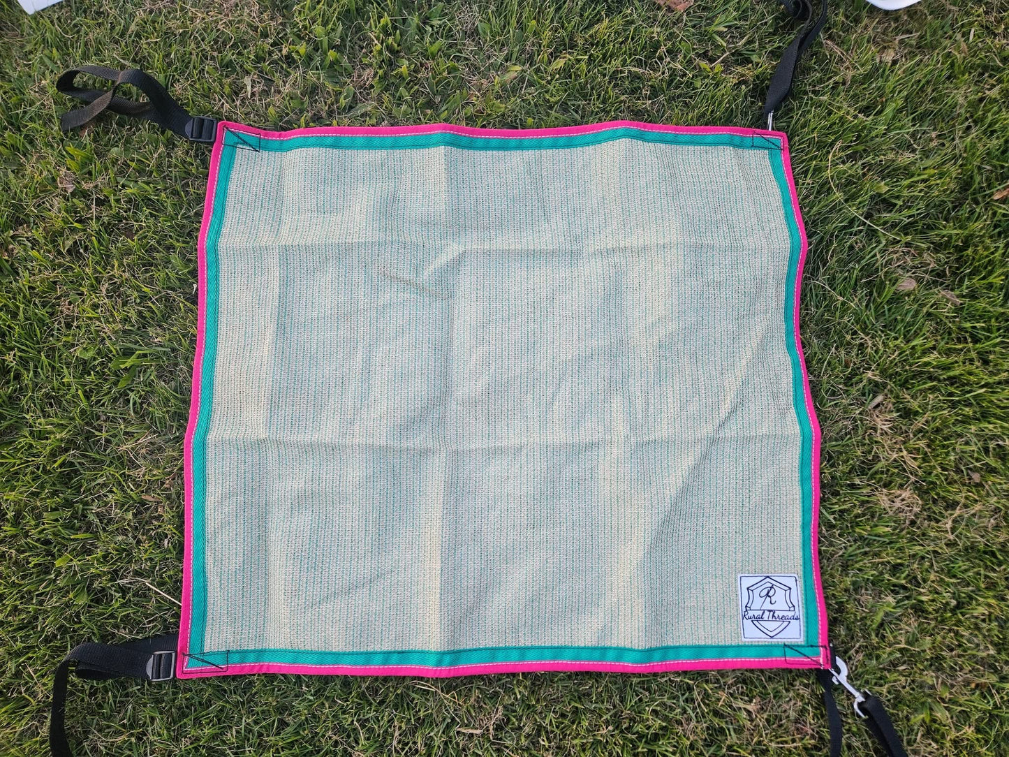 Pale cream and green cloth with Green and Pink Binding 